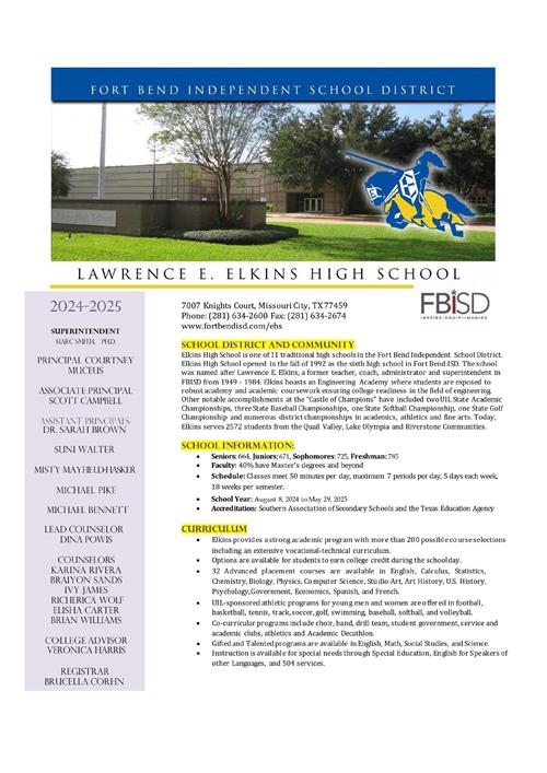 EHS School Profile
